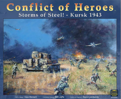 Conflict of Heroes: Storms of Steel! Kursk 1943 board game setup with detailed map and unit counters